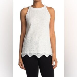 Women’s Anthropologie Adrianna Papell GAUZY‎ CREPE CROCHET HALTER TOP Sz medium